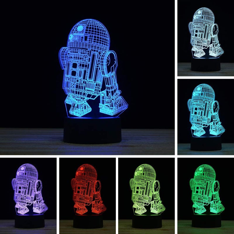 TITISKIN 3D Illusion LED Night Light,7 Colors Gradual Changing Touch Switch USB Table Lamp for Holiday Gifts or Home Decorations(R2-D2) - Image 1